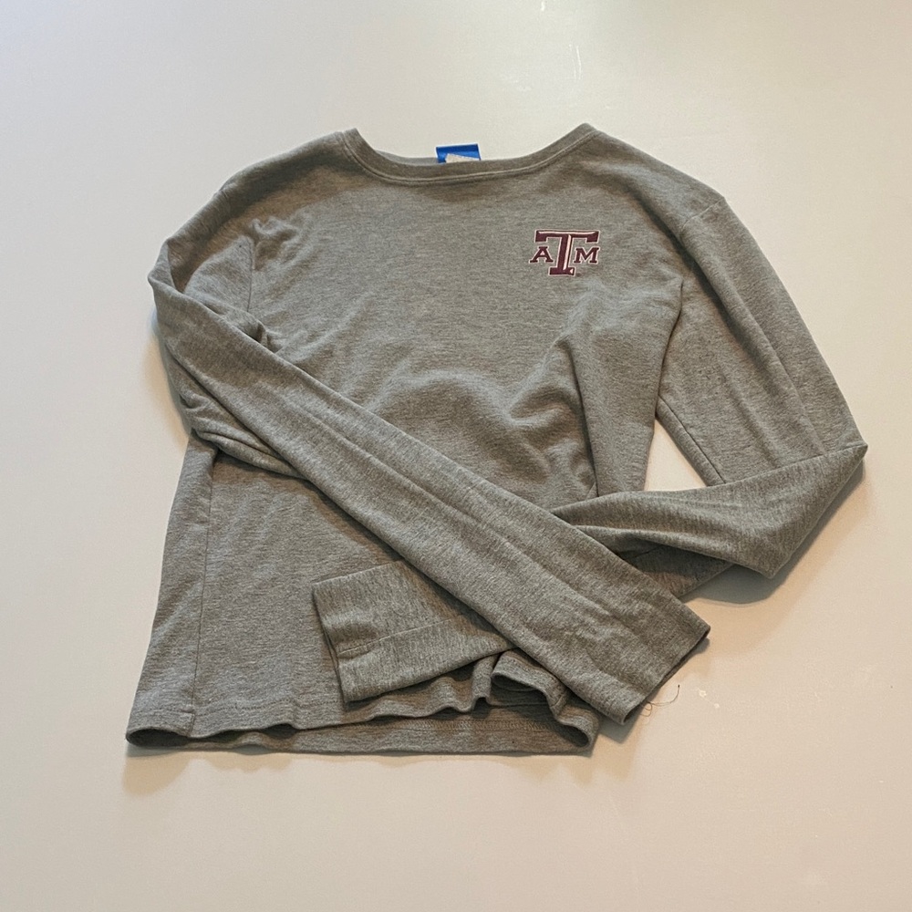 Gray Long Sleeve Shirt with Embroidered Logo
